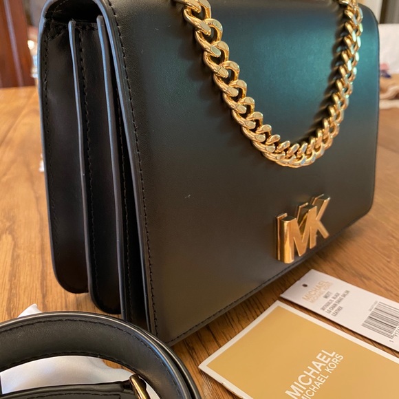 Michael Kors Black Leather Mott Handbag Bag - Picture 4 of 13